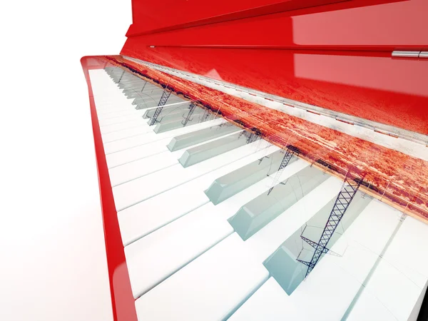 Piyano ve güç hatları dikmesi — Stok fotoğraf