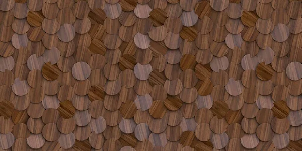 Ilustracje Abstrakcyjne Tło Trójwymiarowe Realistyczne Koła Drewniane Cieniem Wykończenia Teksturą — Zdjęcie stockowe