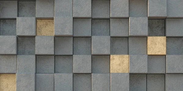 3 boyutlu illüstrasyon. Aynı boyutta gölgesi olan, farklı seviyelerde uzayda bulunan gerçekçi siyah katı küpler. 3d küplerin soyut arkaplanı. Karanlık küplerin arka planı. 3D görüntüleme. 3D panel.