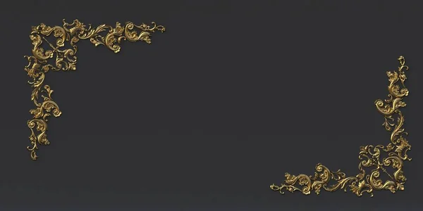 Ilustracja Vintage Złota Karta Dekoracją Klasyczne Barokowe Elementy Dekoracyjne Świąteczny — Zdjęcie stockowe