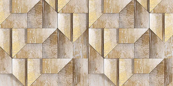 3 boyutlu illüstrasyon. Soyut arkaplan. Volumetrik geometri. Altın kabartmalı beyaz büyük dikdörtgenler. Altın çizgilerden oluşan bir desen. Arka plan, duvar kağıdı. Hazırla. Kartpostal, poster. 