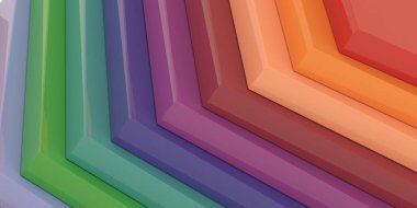 Farklı renk spektrumu ve gradyan ses düzeyi dikdörtgenleri, uzayın ve şeklin taklit hareketi, illüstrasyon, 3d canlandırması