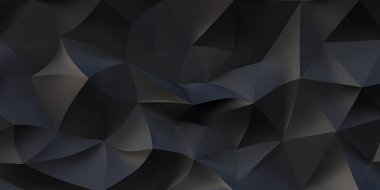 Üç boyutlu resimleme soyut arkaplan. Volumetrik siyah ve altın soyutlaması üç boyutlu elementlerden. Geometrik süs, parçacıkların hareketlerinin taklit edilmesi, uzay ve şekil. Arkaplan. Hazırla