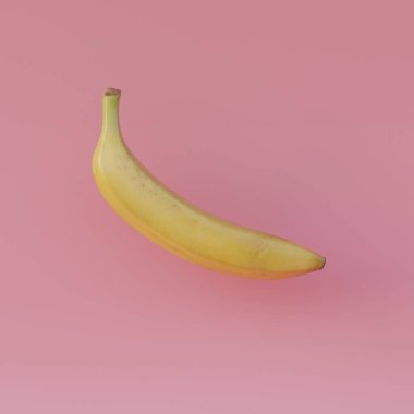 Pembe arka planda gölgesi olan pembe bir muz. Afişler, kartlar, el ilanları için arka plan resmi. Hazırla. Tropik meyveler. Egzotik meyveler.