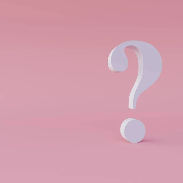 Ilustración Signo Interrogación Blanco Sobre Fondo Rosa Con Una Sombra —  Fotos de Stock