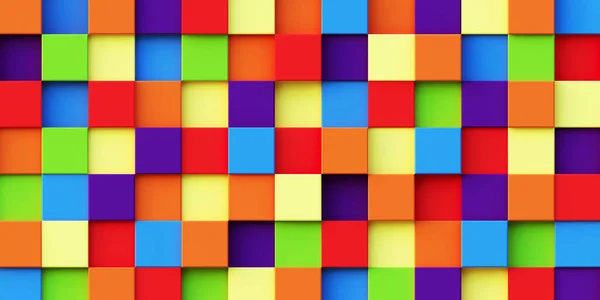3d rendering of an abstract background of multi-colored cubes. Abstract background from multi-colored cubes, the same size, different height, 3d panel, 3D illustration, render