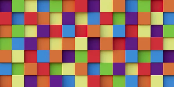 Çok Renkli Küplerin Soyut Arkaplanının Boyutlu Canlandırması Çok Renkli Küplerden — Stok fotoğraf