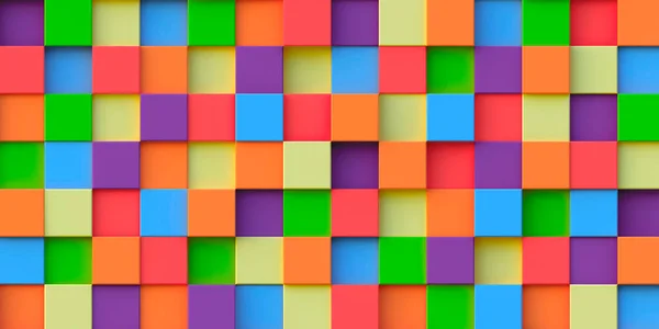 Рендеринг Абстрактного Фона Разноцветных Кубов Абстрактный Фон Разноцветных Кубиков Одинакового — стоковое фото