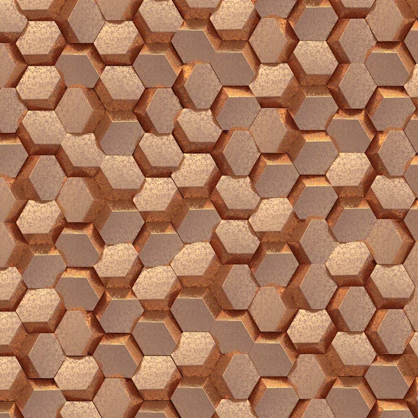 Иллюстрация Абстрактный Шестиугольный Золотой Фон Эффектом Глубины Резкости Большое Количество — стоковое фото