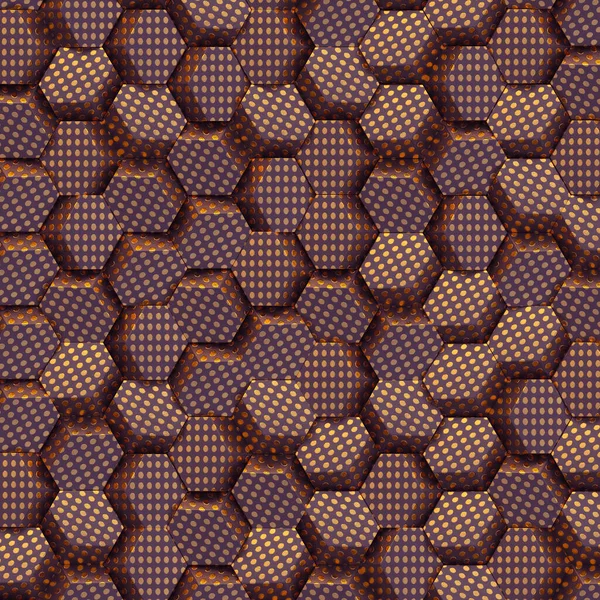 Ilustração Abstrato Fundo Dourado Hexagonal Com Efeito Profundidade Campo Grande — Fotografia de Stock