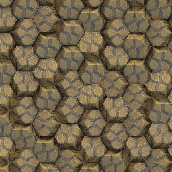 Illustration Abstract Hexagonal Golden Background Effect Depth Field Large Number — 스톡 사진