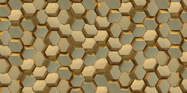 Illustration Abstract Hexagonal Golden Background Effect Depth Field Large Number — Stock Photo, Image