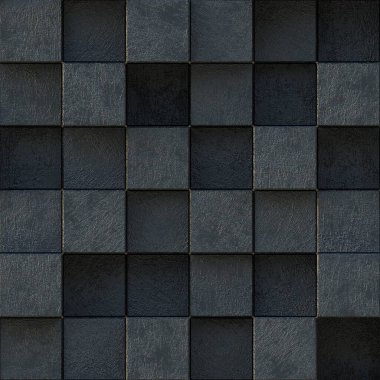 3 boyutlu illüstrasyon. Aynı boyutta gölgesi olan, farklı seviyelerde uzayda bulunan gerçekçi siyah katı küpler. 3d küplerin soyut arkaplanı. Karanlık küplerin arka planı. 3D görüntüleme. 3D panel.