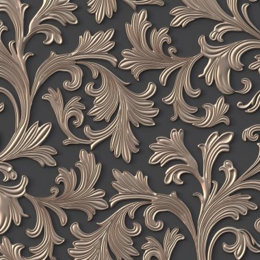 Üç boyutlu resimleme soyut arkaplan. İş, yapraklı altın dallar, siyah arka planda gölgeler. Çiçek süslemeli dekoratif ızgara, 3 boyutlu panel. Geleceğe yönelik bir geçmiş. Hazırla