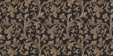 Üç boyutlu resimleme soyut arkaplan. İş, yapraklı altın dallar, siyah arka planda gölgeler. Çiçek süslemeli dekoratif ızgara, 3 boyutlu panel. Geleceğe yönelik bir geçmiş. Hazırla