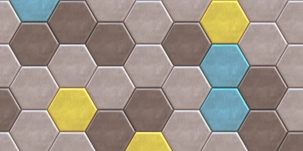 Illustratie Abstracte Achtergrond Driedimensionale Veelkleurige Honingraat Met Textuur Zijn Chaotisch — Stockfoto