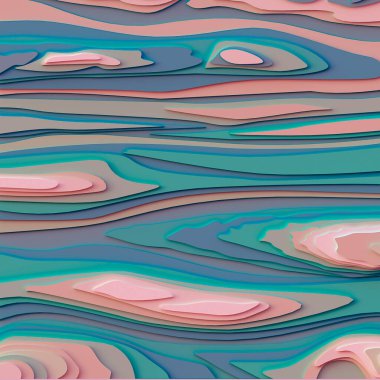 Üç boyutlu illüstrasyon. Soyut görüntü. Soyut arkaplan. Çok katmanlı geometrik şekiller, farklı seviyelerde düz çizgiler, farklı renkler. Fütürist tasarım. Render. Kapak için modern arkaplan