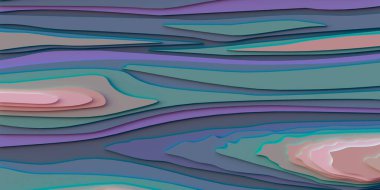 Üç boyutlu illüstrasyon. Soyut görüntü. Soyut arkaplan. Çok katmanlı geometrik şekiller, farklı seviyelerde düz çizgiler, farklı renkler. Fütürist tasarım. Render. Kapak için modern arkaplan