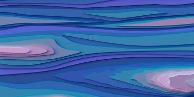 Üç boyutlu illüstrasyon. Soyut görüntü. Soyut arkaplan. Çok katmanlı geometrik şekiller, farklı seviyelerde düz çizgiler, farklı renkler. Fütürist tasarım. Render. Kapak için modern arkaplan