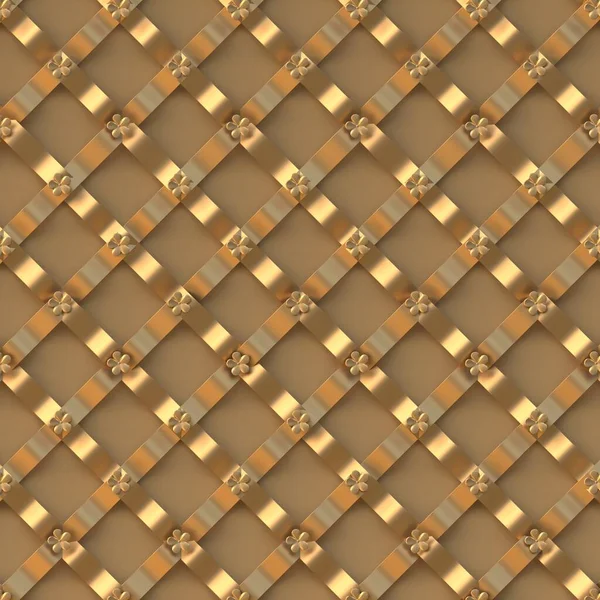 Dイラスト テープボリュームを交差させるイメージ 装飾が施された不織布金リボンの幾何学的な装飾 金のリボン 祭りの背景 抽象画 モダンなデザイン レンダリング — ストック写真