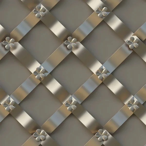 Dイラスト テープボリュームを交差させるイメージ 装飾が施された不織布金リボンの幾何学的な装飾 金のリボン 祭りの背景 抽象画 モダンなデザイン レンダリング — ストック写真