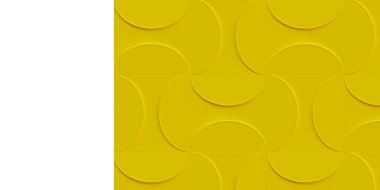 3 boyutlu illüstrasyon. Sarı, pürüzsüz duvar paneli. Sarı, ışıltılı, kabartmalı arka plan 3D paneli. Kutlama arkaplanı, tebrik kartı. Gölgeli 3 boyutlu geometrik arkaplan. Üç boyutlu panel. Hazırla