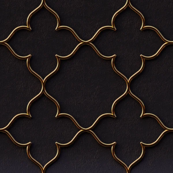 Boyutlu Illüstrasyon Siyah Kabartmalı Arka Planda Altın Geometrik Süs Hazırla — Stok fotoğraf
