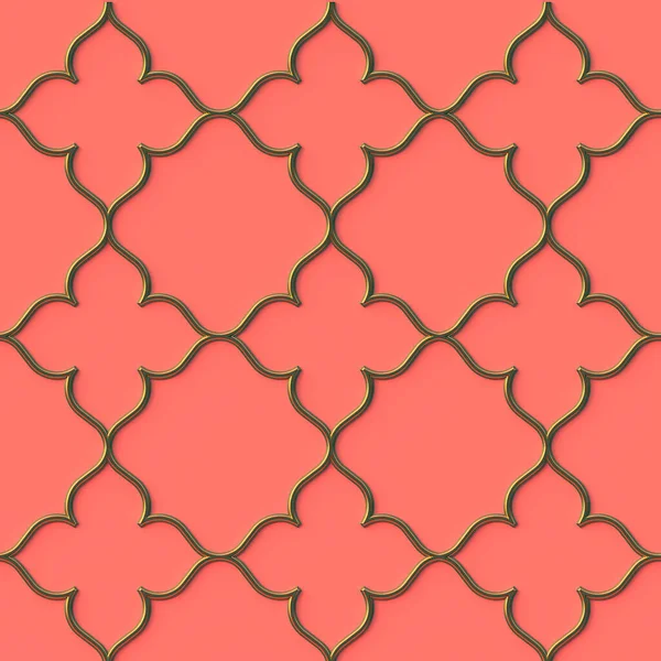 Illusztráció Arany Keleti Dísz Elszigetelt Korall Rózsaszín Háttér Geometrikus Dísz — Stock Fotó