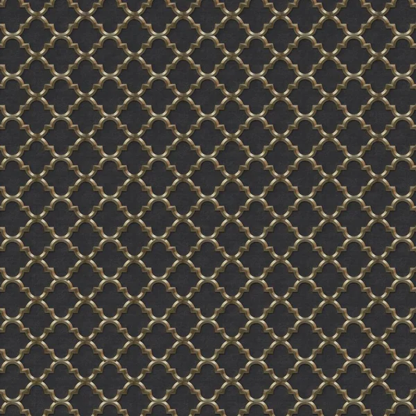 Illustration Golden Geometric Ornament Black Embossed Background Render Wall Texture — Stock Photo, Image