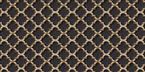 Ilustração Ornamento Geométrico Dourado Sobre Fundo Preto Relevo Render Textura — Fotografia de Stock