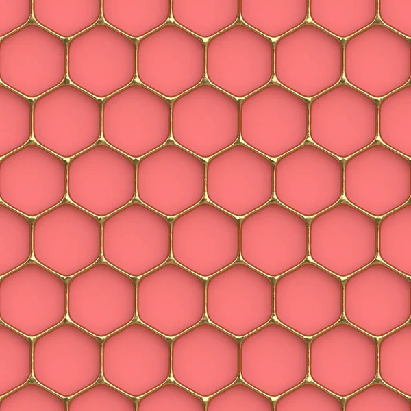 Illustration Golden Oriental Ornament Isolated Coral Pink Background Geometric Ornament — Stock Photo, Image