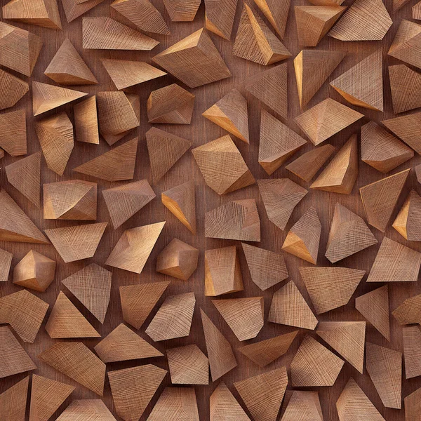 Illustration Holzdreiecke Auf Einem Hintergrund Aus Holz Abstrakter Low Poly — Stockfoto