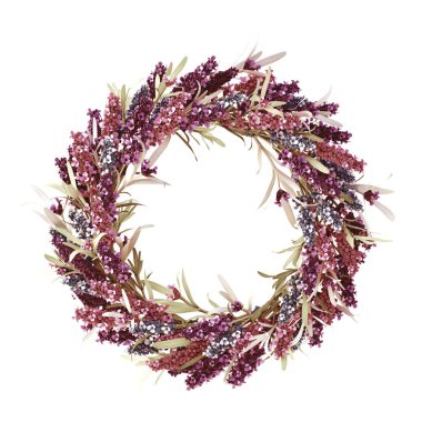 3 boyutlu illüstrasyon. Yuvarlak çerçeve üç boyutlu renklerden oluşan bir çelenk şeklinde. Renkli, beyaz arka planda izole edilmiş çiçek ve yapraklardan oluşan bir çelenk. Davetiye tasarımı. Hazırla