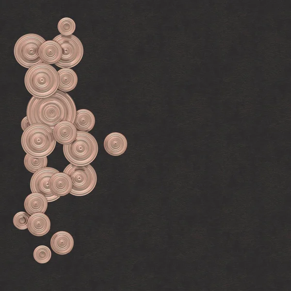 Εικόνα Αφηρημένη Σύνθεση Ογκομετρικά Ανάγλυφα Γυαλιστερά Χρυσά Κύκλους Διαφορετικού Μεγέθους — Φωτογραφία Αρχείου
