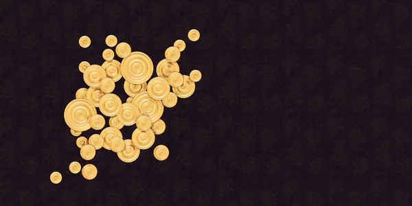 Ilustración Composición Abstracta Círculos Volumétricos Relieve Brillante Oro Diferentes Tamaños — Foto de Stock