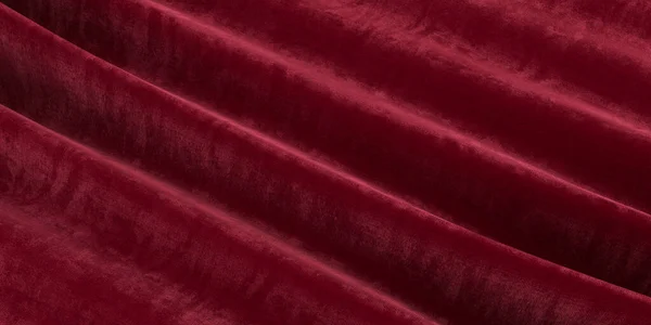 Роскошные Мягкие Волны Красного Бархатного Фона Текстура Красного Бархатного Фона — стоковое фото