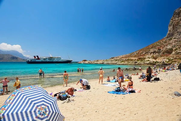 Gramvousa Balos Crete Island Greece June 2019 Beautiful Seaview People — Stock Photo, Image