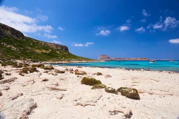 Gramvousa Balos Crete Island Greece Juni 2019 Människorna Stranden Balos — Stockfoto