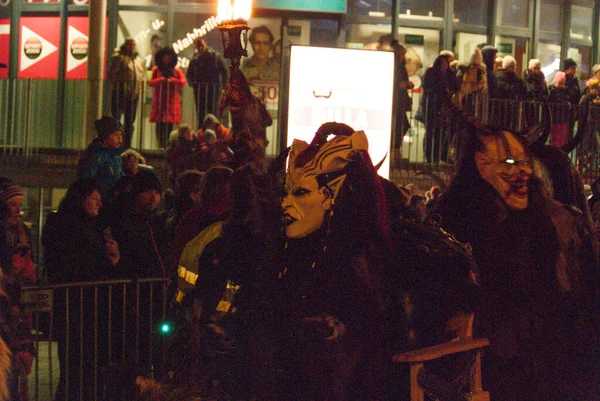 Krampuslauf Tradycyjna Parada Diabłów Schladming Austria — Zdjęcie stockowe