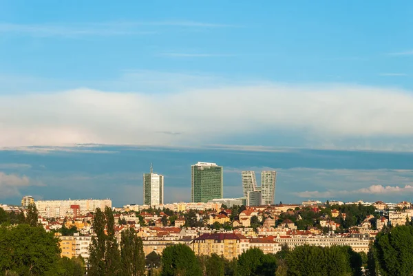 Landschap Van Pankrac Moderne Wijk Met Wolkenkrabbers Praag Tsjechië — Stockfoto