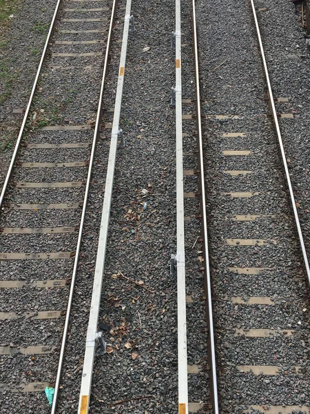 Eski Demiryolu Rayları Geçmişi Tren — Stok fotoğraf