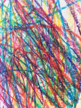 Soyut arkaplan. Bir bebek tarafından pastel boyalarla çizilmiş.