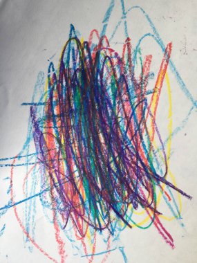 Soyut arkaplan. Bir bebek tarafından pastel boyalarla çizilmiş.