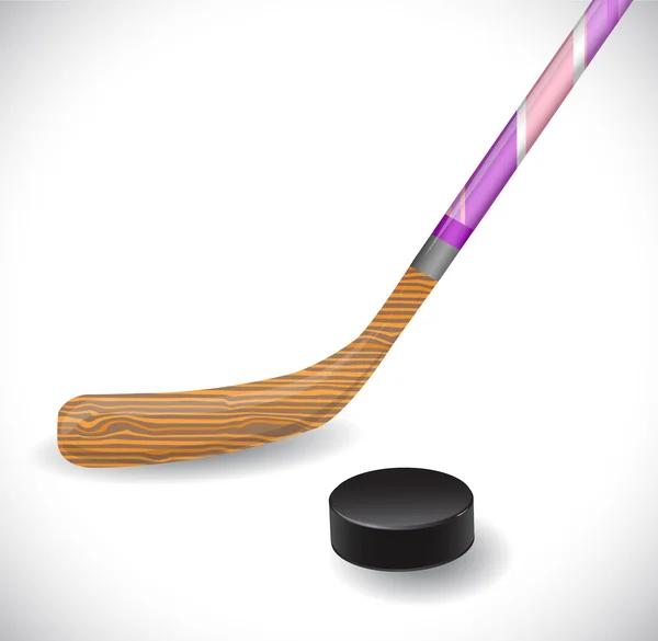 Bâton de hockey et rondelle de hockey . — Image vectorielle