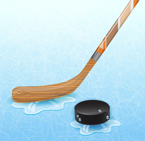 Bâton de hockey et rondelle de hockey . — Image vectorielle