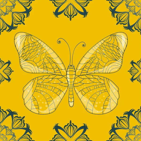 Fondo sin costuras con mariposa . — Vector de stock