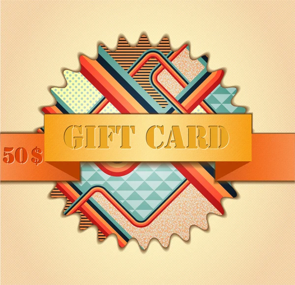 Retro stile abstract gift card. — Stock Vector