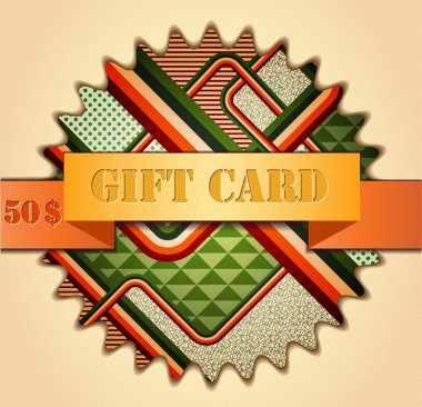 Retro stile soyut hediye kartı.