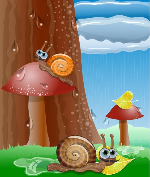 Cute picture with snails. — Stock Vector