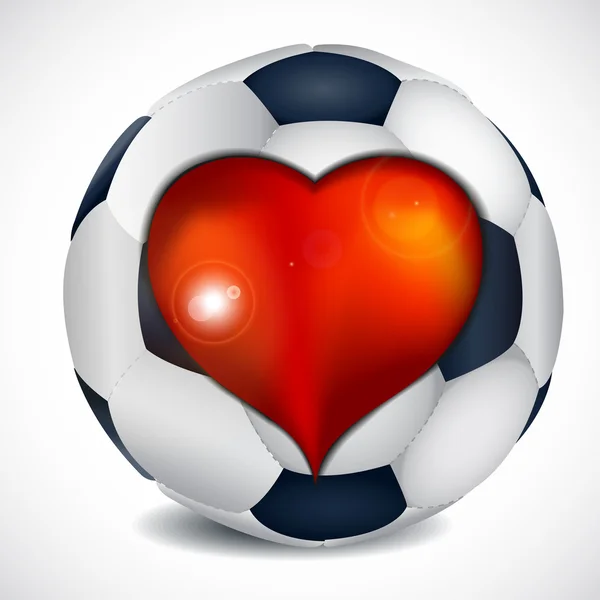 Coração e bola de futebol . — Vetor de Stock